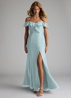 Azazie Sophie Bridesmaid Dresses Mist A-Line Off the Shoulder Chiffon Convertible Dress image1