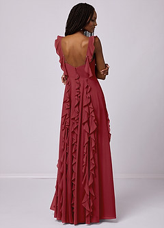 Barbie ♥ Azazie Bridesmaid Dresses Pomegranate A-Line with Pockets Chiffon Dress image2