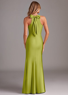 Azazie Doretta Bridesmaid Dresses Lemongrass Mermaid Pleated Stretch Satin Dress image3
