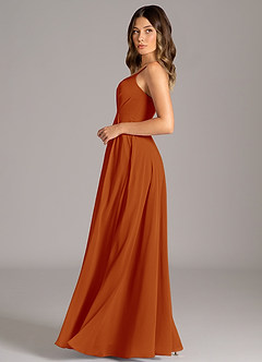 Azazie Amani Bridesmaid Dresses Paprika A-Line Pleated Chiffon Dress image3