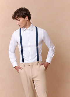 front Matching Color Matte Satin Suspenders