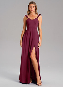 Azazie Everett Bridesmaid Dresses Mulberry A-Line Stretch Satin Dress image3