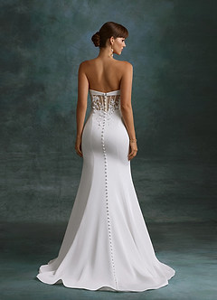Azazie Katniss Robes de mariée Robe Sirène en Crêpe Dos Satin Bustier Diamant Blanc Champagne image5