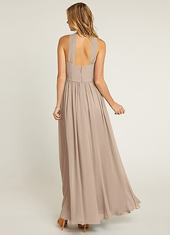 Azazie Jacey Final Sale Taupe A-Line Pleated Chiffon Dress image3