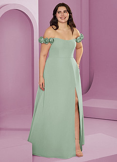 Barbie ♥ Azazie Jurken voor bruidsmeisjes Converteerbaar Jurk van Chiffon met A-Lijn Off the Shoulder Agave image11