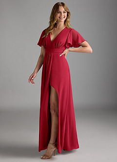 Azazie Zaniah Bridesmaid Dresses Scarlet A-Line Chiffon Dress image5