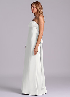 Azazie Ailanie Brudtärnklänningar Klä av Tubklänning i Stretch Satin Axelbandslös Vit image6