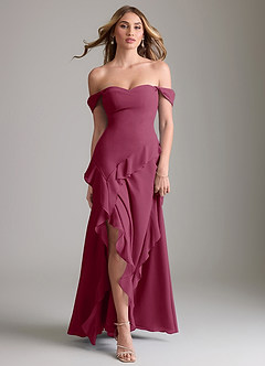 Azazie Sloane Bridesmaid Dresses Mulberry A-Line Sweetheart Neckline Chiffon Dress image5