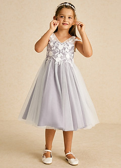 Azazie Sunnie Flower Girl Dresses Dusk A-Line Lace Tulle Dress image2