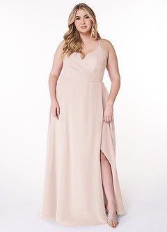 Azazie Davis Bridesmaid Dresses A-Line V-Neck Chiffon Floor-Length Dress image5