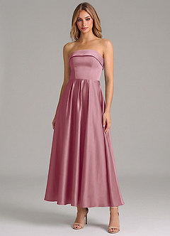 Azazie Lucienne Brautjungfernkleider A-Linie Plissee Stretch-Satin Kleid Vintage Mauve image1