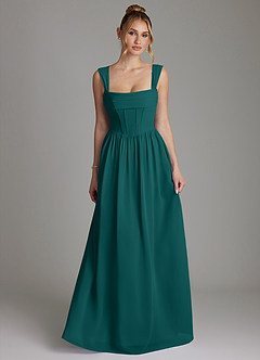 Azazie Caterina Bridesmaid Dresses Peacock A-Line Corset Chiffon Dress image4