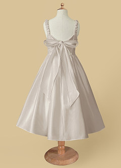 Azazie Cutie Pie Flower Girl Dresses Frost A-Line Pleated Matte Satin Dress image5