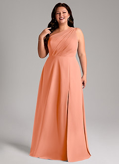 Azazie Phaedra Bridesmaid Dresses Sunset A-Line One Shoulder Chiffon Dress image11