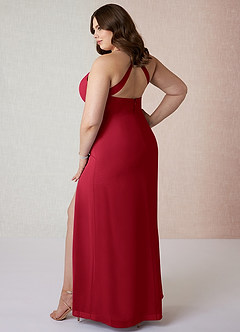 Azazie Manila Bridesmaid Dresses Scarlet Sheath V-Neck Chiffon Dress image10