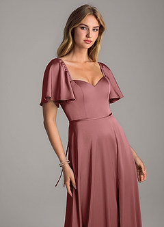 Azazie Chloe Bridesmaid Dresses Amethyst A-Line Sweetheart Neckline Stretch Satin Dress image6