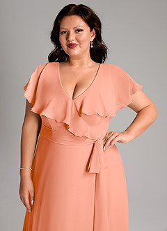 Azazie Lainey Bridesmaid Dresses Sunset A-Line with Pockets Chiffon Dress image6