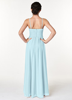 Azazie Catalina Junior Robe Trapèze en Mousseline de soie Rayé Bleu Nuage image2