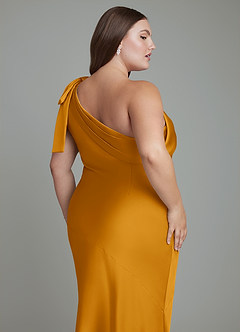 Azazie Yuanna Bridesmaid Dresses Butterscotch Mermaid One Shoulder Stretch Satin Dress image14