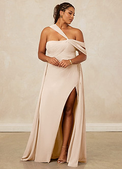 Christian Siriano Bridal for Azazie 1014 Robes de demoiselle d'honneur Robe Trapèze en Mousseline de soie Épaule décolletée Albâtre Blanc image5