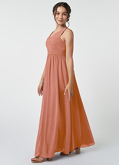 Azazie Kora Junior MAI TAI A-Line Pleated Chiffon Dress image3