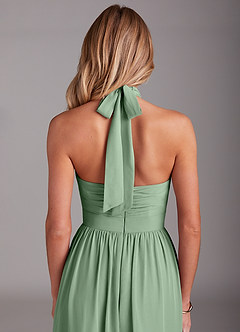 Azazie Avary Bridesmaid Dresses Matcha A-Line Pleated Chiffon Dress image7
