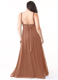 Azazie Aziza Bridesmaid Dresses Bronzer A-Line V-Neck Pleated Chiffon Dress image8