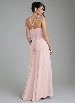 Azazie Toya Bridesmaid Dresses Blushing Pink A-Line Corset Chiffon Dress image2