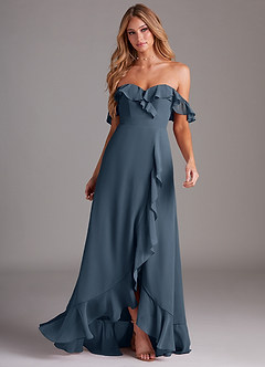 Azazie Lyra Bridesmaid Dresses Neptune A-Line Chiffon Convertible Dress image4