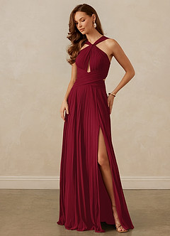 Christian Siriano Bridal for Azazie 1009 Brautjungfernkleider A-Linie Plissee Chiffon Kleid Burgunderrot image8