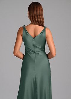 Azazie Nerine Klänningar att prova hemma Klä av A-Linje i Stretch Satin Plisserad Svart image2