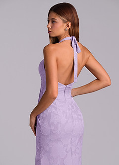 Azazie Valerie 신부 들러리 드레스 인어 주름진 플로럴 번아웃 바닥 길이 드레스 image2