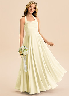 Azazie Kady Junior Lemon Sorbet A-Line Sweetheart Neckline Chiffon Dress image3