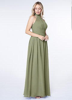 Azazie Iman Brautjungfernkleider A-Linie A-Linie Gerüscht Chiffon Kleid Pistazie image3