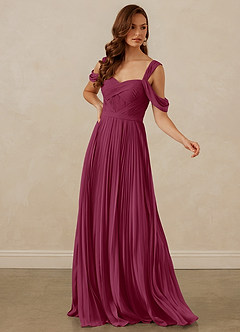 Christian Siriano Bridal for Azazie 1013 Bridesmaid Dresses Mulberry A-Line Off the Shoulder Chiffon Dress image7