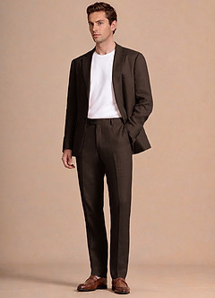 front Wesley Marron Foncé Costume en lin mélangé