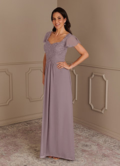 Azazie Gwenyth Mother of the Bride Dresses Dusk A-Line Lace Chiffon Dress image4