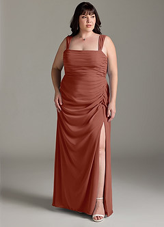 Azazie Jesaphine Bridesmaid Dresses Auburn Sheath Bow Chiffon Dress image8