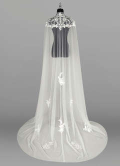 front Azazie Guadalupe Lace Tulle Wrap