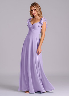 Azazie Leilani Bridesmaid Dresses Lilac A-Line Pleated Chiffon Dress image5