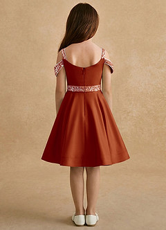Azazie Judi Flower Girl Dresses Paprika A-Line Matte Satin Dress image2