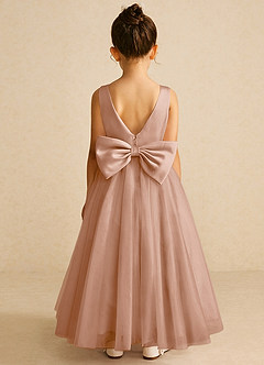 Azazie Pumpkin Flower Girl Dresses Champagne Rose A-Line Convertible Tulle Dress image6