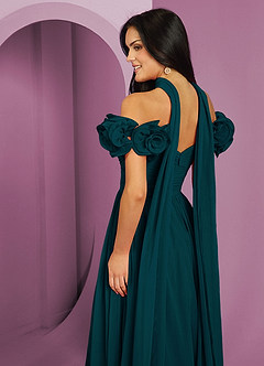 Barbie ♥ Azazie Bridesmaid Dresses Pine A-Line Off the Shoulder Chiffon Convertible Dress image7