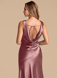 Azazie Rylina Bridesmaid Dresses Vintage Mauve Mermaid Metallic Satin Dress image2