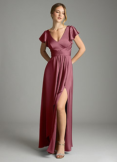 Azazie Omari Bridesmaid Dresses Desert Rose A-Line Stretch Satin Dress image1