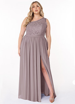 Azazie Demi Brautjungfernkleider A-Linie One-Shoulder Chiffon Kleid Dämmerung image7