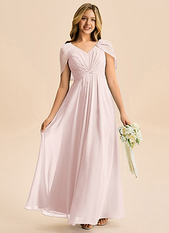 Azazie Emma Junior Linia A Pofałdowany Szyfon Długość podłogi Młodsza druhna Sukienka image1