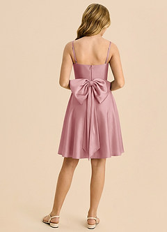 Azazie Bear Vestido de Rosa Polvorienta de Satén Elástico de Corte en A con Escote de Corazón image2