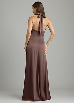 Azazie Nicole Brautjungfernkleider A-Linie Stretch-Satin Kleid Ganache image2