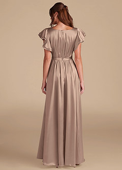 Azazie Daphne Modest Bridesmaid Dresses A-Line Ruched Metallic Satin Floor-Length Dress image2